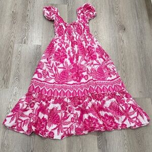 FARM Rio Pink Floral Smocked Sundress